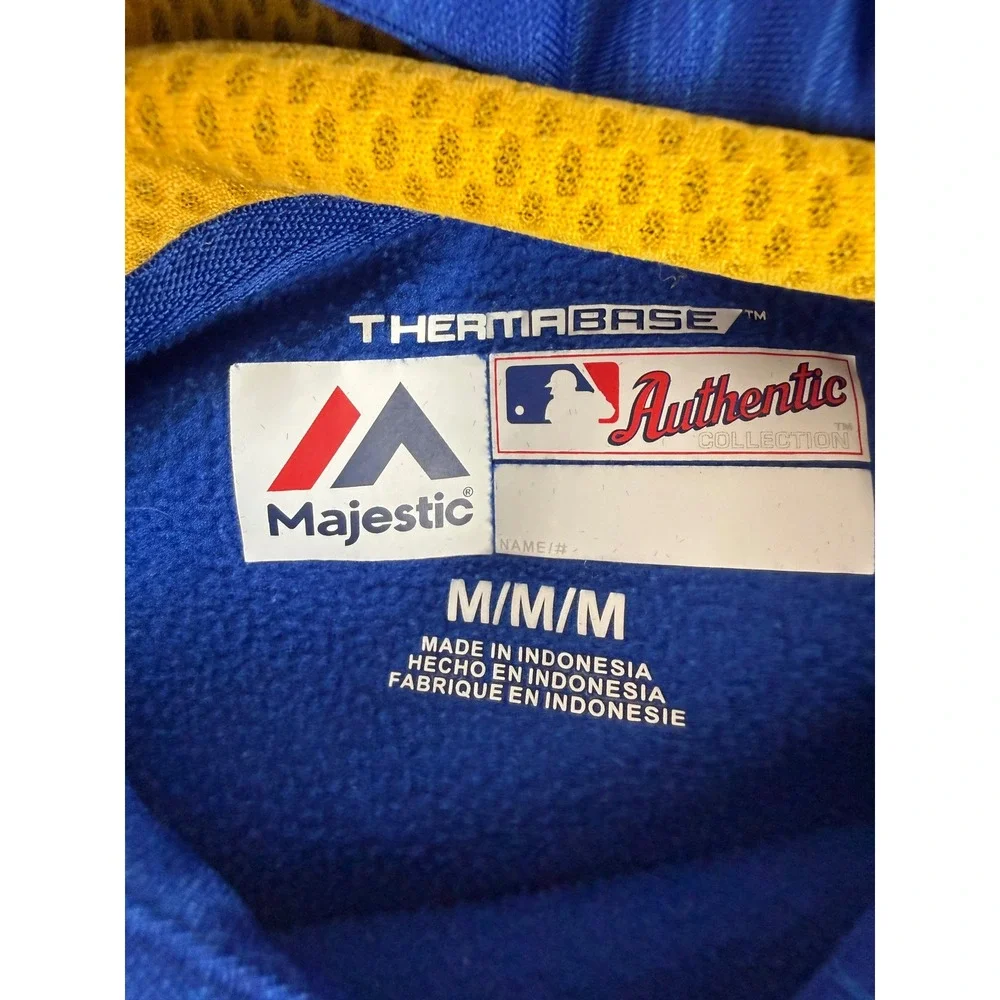 Majestic Hoodie Men Medium Blue Milwaukee Brewers MLB Therma Base Pullover A328